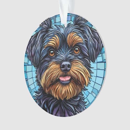 Schwarzer und brauner Terrier Hund Ornament (Vorderseite)