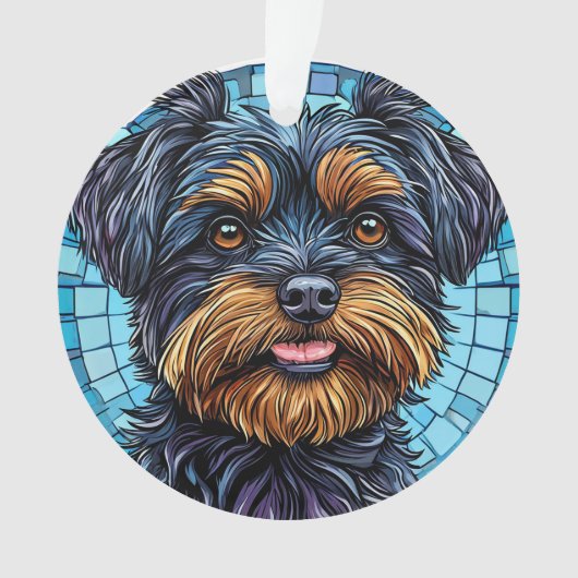 Schwarzer und brauner Terrier Hund Ornament (Vorderseite)