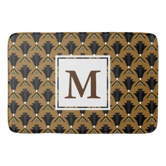 Schwarzer und Bronzekunst-Deko-geometrisches mit Badematte (Vorderseite)