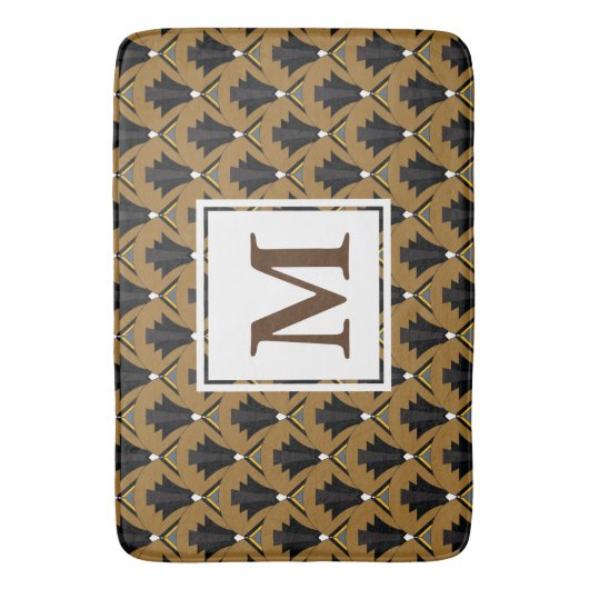 Schwarzer und Bronzekunst-Deko-geometrisches mit Badematte (Vorderseite Vertikal)