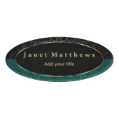 Schwarzer und dunkelgrüner Damast mit Namenschild (Vorderseite)