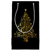Schwarzer und Funkelnd Weihnachtsbaum Kleine Geschenktüte (Vorderseite)