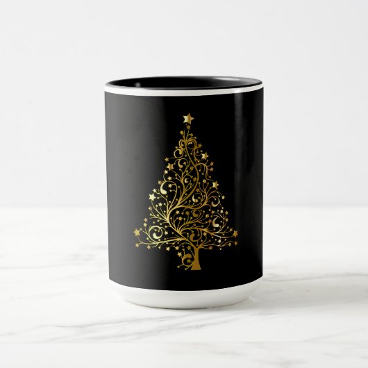 Schwarzer und Funkelnd Weihnachtsbaum Tasse (Zentrum)