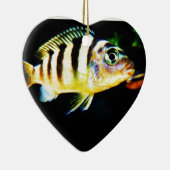 Schwarzer und gelber afrikanischer Kichlid Keramikornament (Rechts)