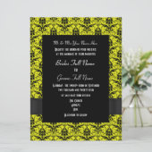 Schwarzer und gelber Damast Einladung (Stehend Vorderseite)