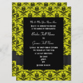 Schwarzer und gelber Damast Einladung (Vorne/Hinten)