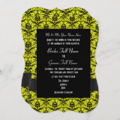 Schwarzer und gelber Damast Einladung (Vorne/Hinten)