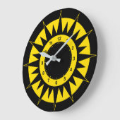 Schwarzer und gelber Sun Große Wanduhr (Winkel)