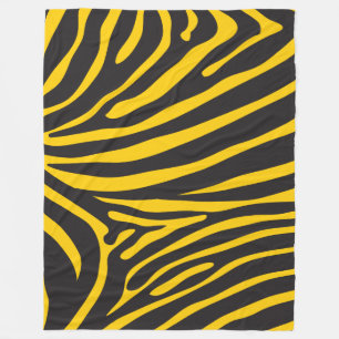 Schwarzer und gelber Zebra-Druck Fleecedecke