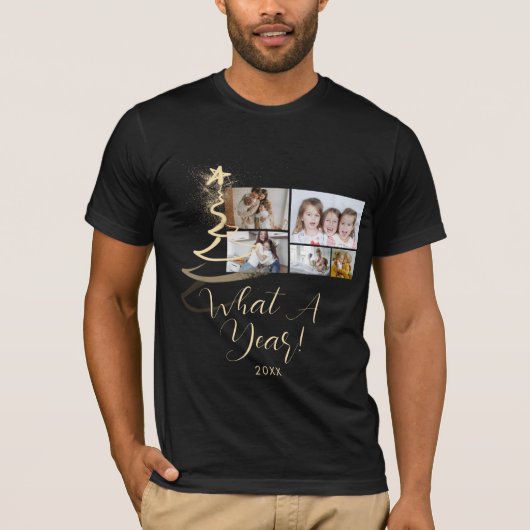 Schwarzer und glatter Glitzer Tree 5 Fotos T-Shirt (Vorderseite)