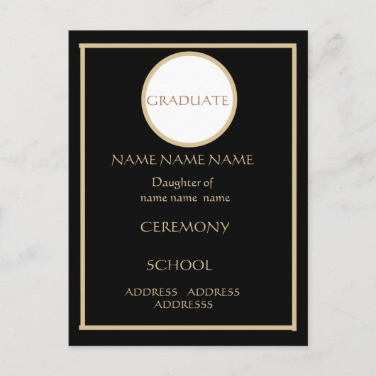 SCHWARZER UND GOLDABSCHLUSS, EINFÜGEN 4.25 X 5.6 POSTKARTE (Vorderseite)