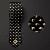 Schwarzer und Golddrache in Profil mit Monogram Krawatte