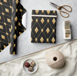 Schwarzer und goldener Diamant Geschenkpapier