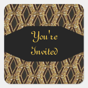 Schwarzer und goldener Eleganter Umschlag Aufklebe Quadratischer Aufkleber