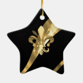 Schwarzer und goldener Flex de lys Keramik Ornament (Hinten)