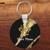 Schwarzer und goldener Flex de lys Schlüsselanhänger (Vorderseite)