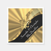 Schwarzer und goldener Flex de lys Serviette (Vorderseite)