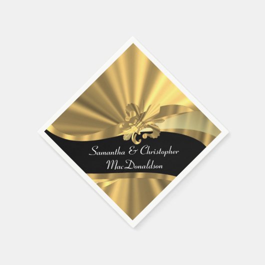 Schwarzer und goldener Flex de lys Serviette (Ecke)