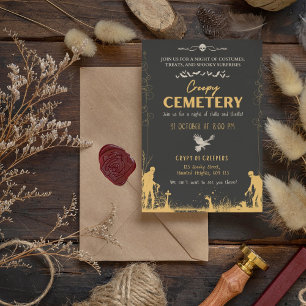 Schwarzer und goldener Friedhof Einladung