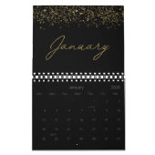 Schwarzer und goldener Glitter Eleganter moderner Kalender (Jan 2026)