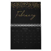 Schwarzer und goldener Glitter Eleganter moderner Kalender (Feb 2026)