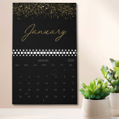 Schwarzer und goldener Glitter Eleganter moderner Kalender