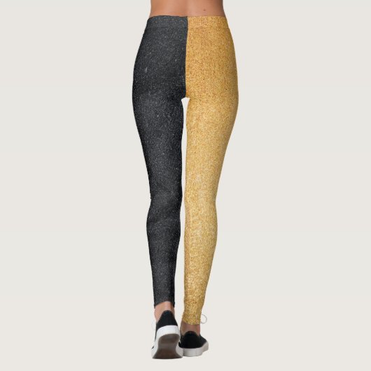 Schwarzer und goldener Glitzer Leggings (Rückseite)