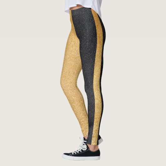 Schwarzer und goldener Glitzer Leggings (Links)