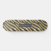 Schwarzer und goldener Glitzer Tier Zebra Tiger St Skateboard (Horizontal)
