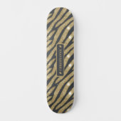 Schwarzer und goldener Glitzer Tier Zebra Tiger St Skateboard (Vorderseite)