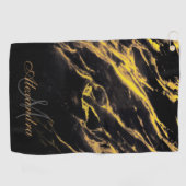 Schwarzer und goldener Granit Golfhandtuch (Horizontal)