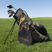 Schwarzer und goldener Granit Golfhandtuch (Gras)