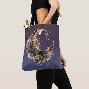 Schwarzer und goldener Halbmond Sternenhafter Hall Tasche