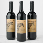 Schwarzer und goldener Jaguar Artisan Wein Weinetikett (Flaschen)