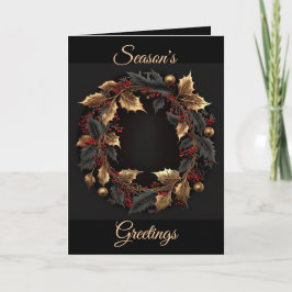 Schwarzer und goldener Kranz Weihnachtskarte Feiertagskarte