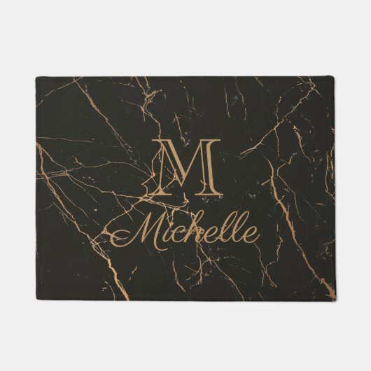 Schwarzer und goldener Marmor Fußmatte (Vorderseite)