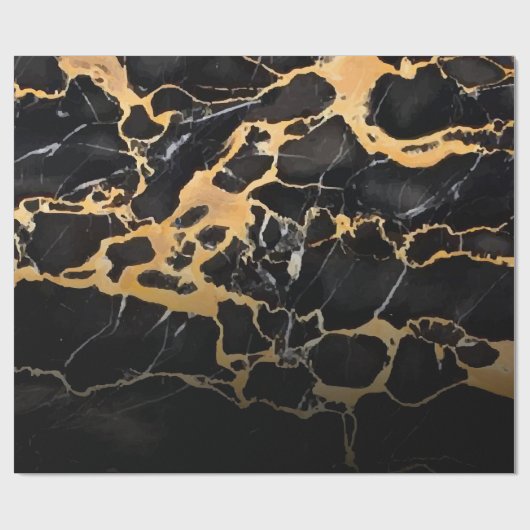 Schwarzer und goldener Marmor Geschenkpapier (Flach)