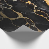 Schwarzer und goldener Marmor Geschenkpapier (Ecke)