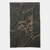 Schwarzer und goldener Marmor Geschirrtuch (Vertikal)