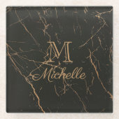 Schwarzer und goldener Marmor Glasuntersetzer (Vorderseite)