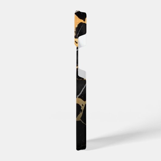 Schwarzer und goldener Marmor iPhone Hülle (Linke Seite)
