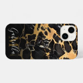 Schwarzer und goldener Marmor iPhone Hülle (Rückseite (Horizontal))