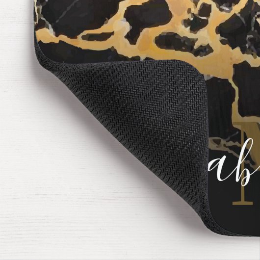 Schwarzer und goldener Marmor Mousepad (Ecke)
