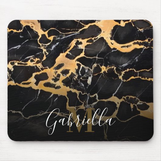 Schwarzer und goldener Marmor Mousepad (Vorne)