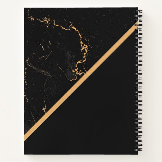 Schwarzer und goldener Marmor Notizblock (Rückseite)