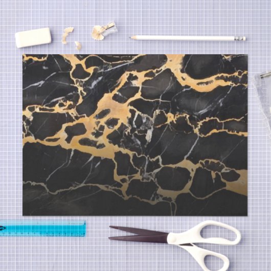 Schwarzer und goldener Marmor Seidenpapier (Handwerk)