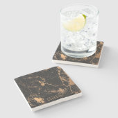 Schwarzer und goldener Marmor Steinuntersetzer (Seitenansicht)