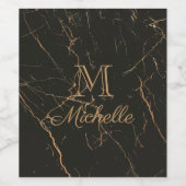 Schwarzer und goldener Marmor Weinetikett (Einzelnes Label)