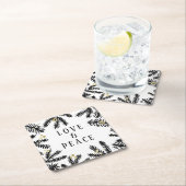 Schwarzer und goldener Pine und Berries Urlaub Rechteckiger Pappuntersetzer (Vor Ort)