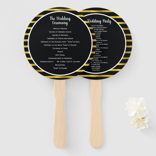 Schwarzer und goldener Rahmen Hochzeitsprogramm-Fä Fächer (Vorne und Hinten)